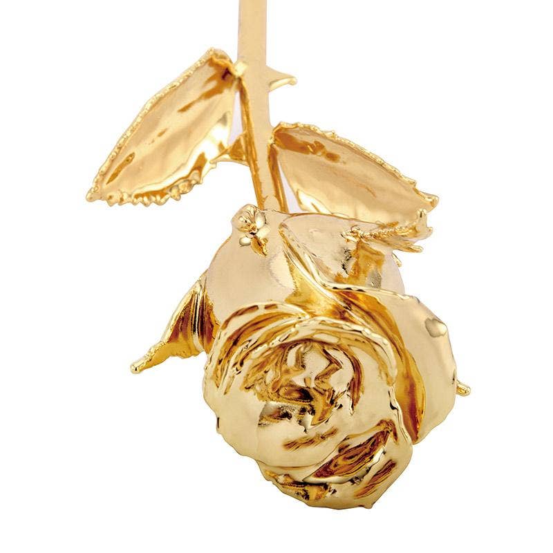 CHAKRA VIEW - Wholesale Artificial Flowers - 24 Karat Gold Dipped Rose Half Bloom - Gold2