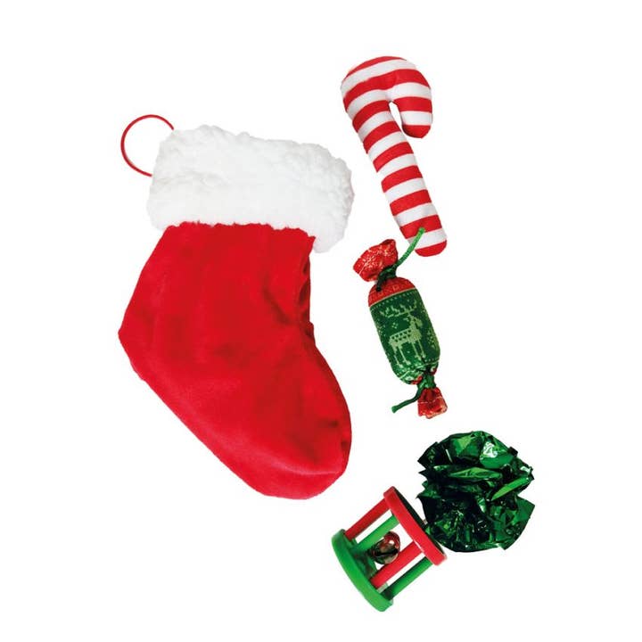Croci - Wholesale Pet Toy Set - Cat - Cat toy set with Christmas stocking - XMas Stocking Gift