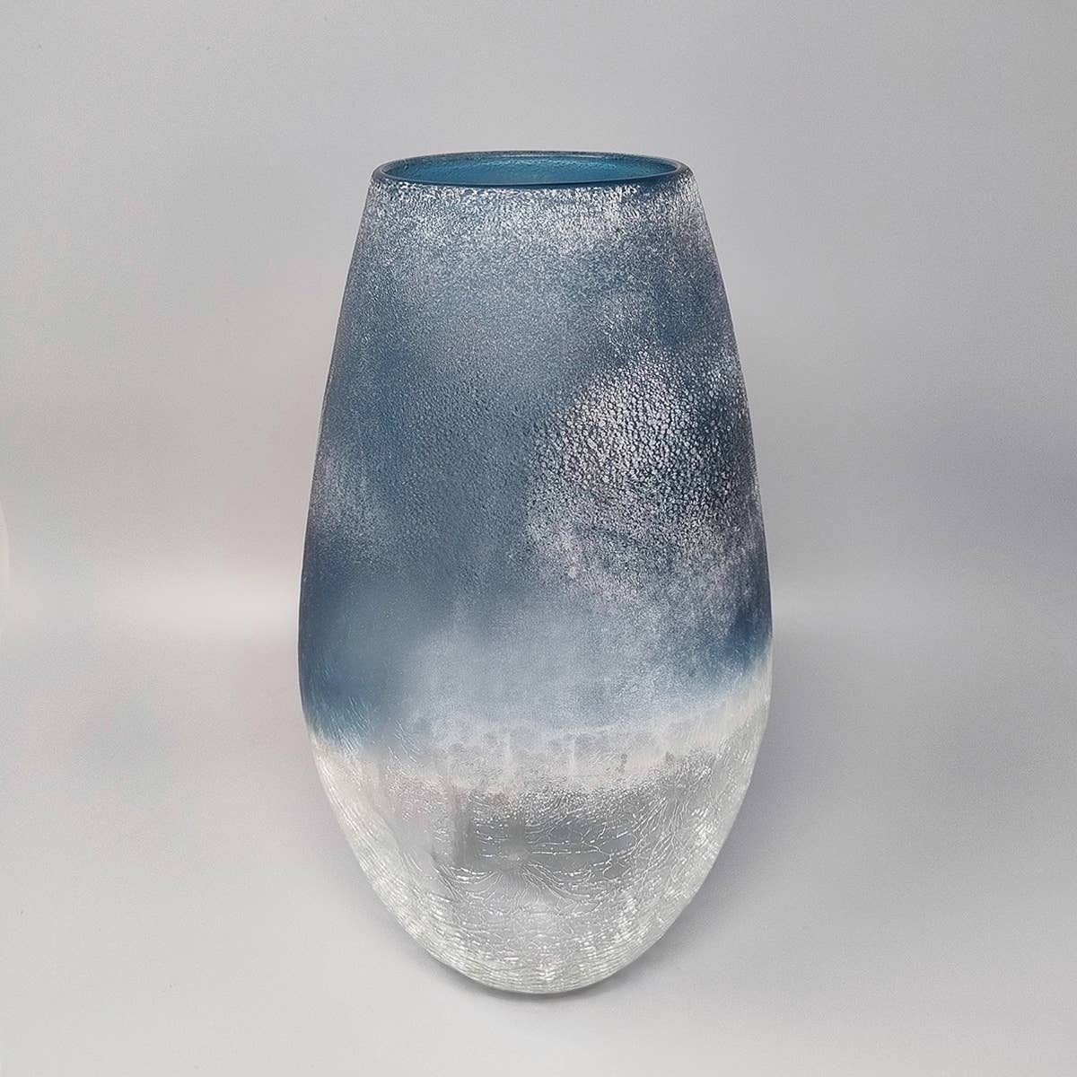 MadInteriorArt - Wholesale Vase - 1970s Astonishing Blue Vase by Arte Vetro in Frosted Glass.1