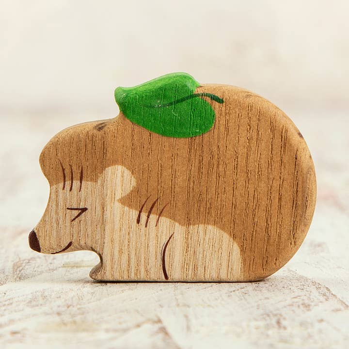 Wooden toy Hedgehog figurine Woodland toy animal for wholesale by Wooden Caterpillar Toys