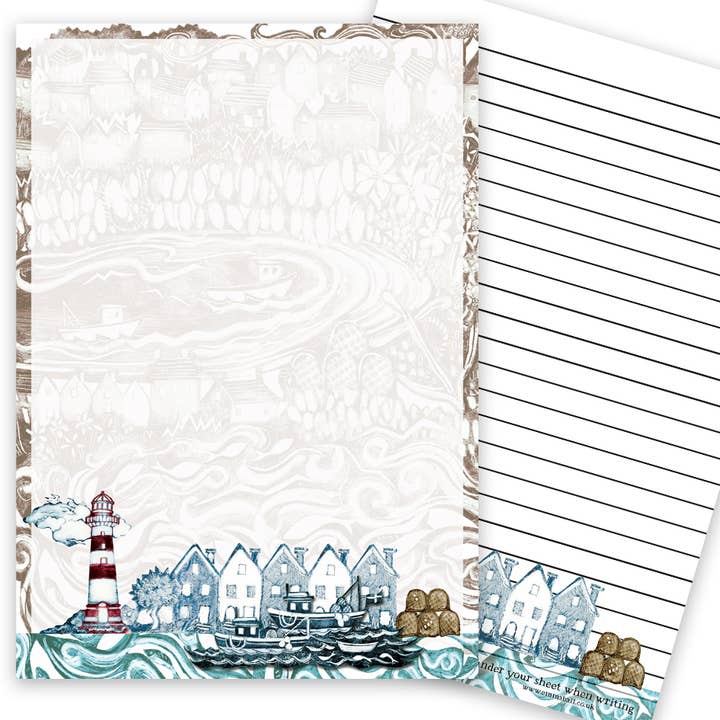 Fishing Village A5 schrijfblok voor wholesale door Emma Ball Ltd