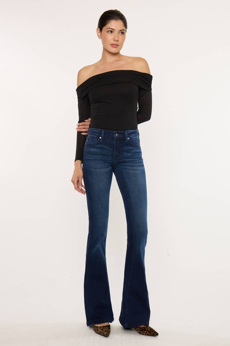 DARK OPEN PACK MID RISE FLARE JEANS-KC6102D-OP for wholesale on Faire1