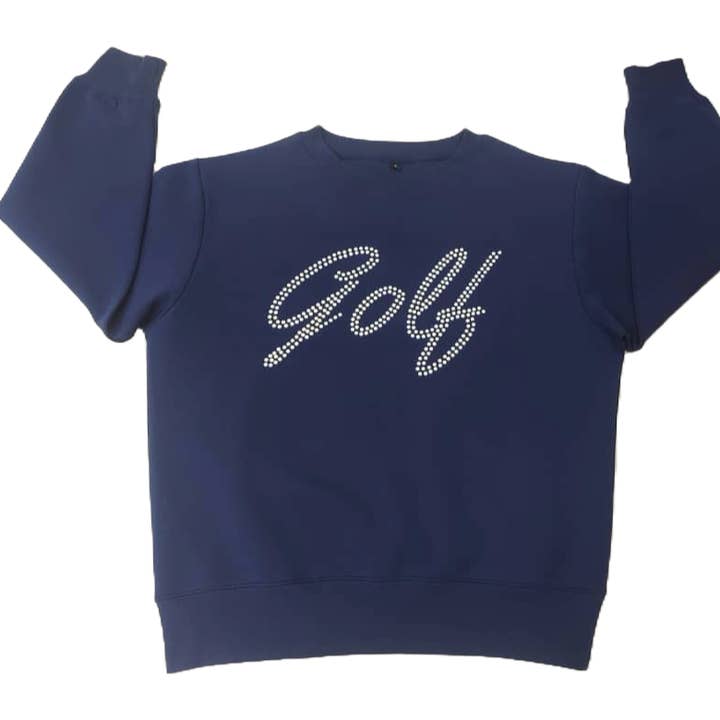 Golf Pearl Sweatshirt in Navy– Luxury Women’s Cozy Golf & Activewear Top for wholesale by Ashley Herrera Luxury Activewear