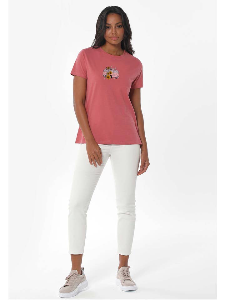 ORGANICATION – Großhandel Strickoberteil – Damen – T-Shirt aus Bio-Baumwolle mit Aufdruck1