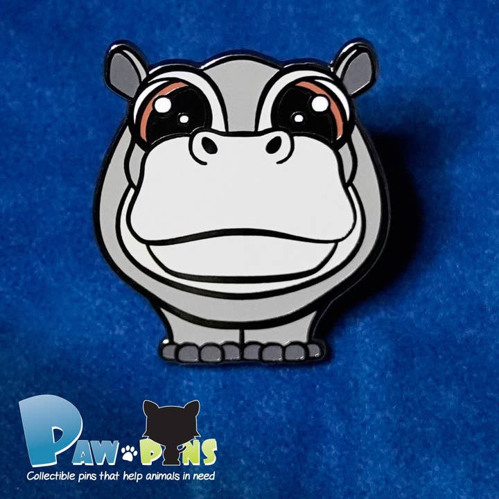 Paw-pins - Wholesale Lapel Pin/Button - Cute Hippopotamus Enamel Pin - Happy The Hippo