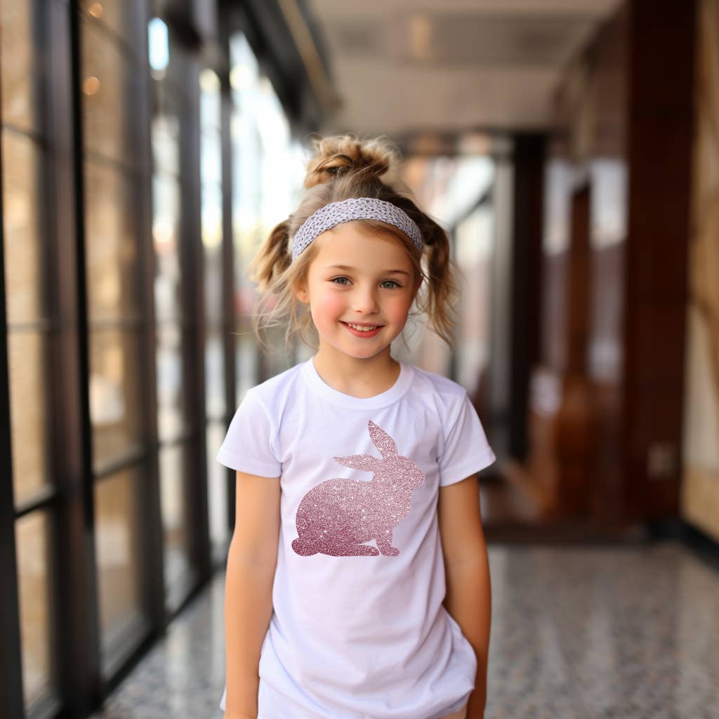 One Nine - Wholesale Screen Printed T-Shirt - Women's - Glitter Bunny tshirt, Happy Easter6