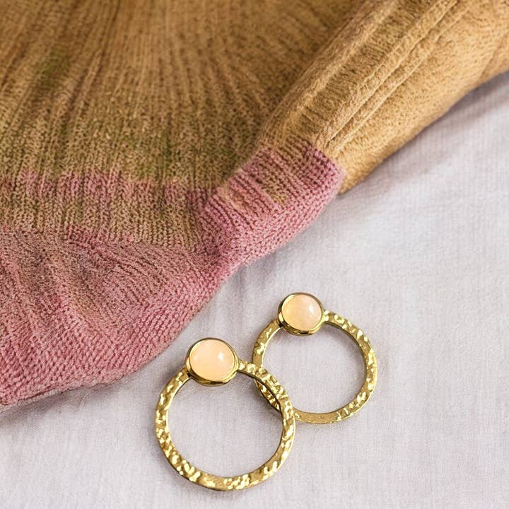 TOURMALYN - Wholesale Hoop Earrings - “BRIGITTE” stainless steel Rose Quartz earrings4