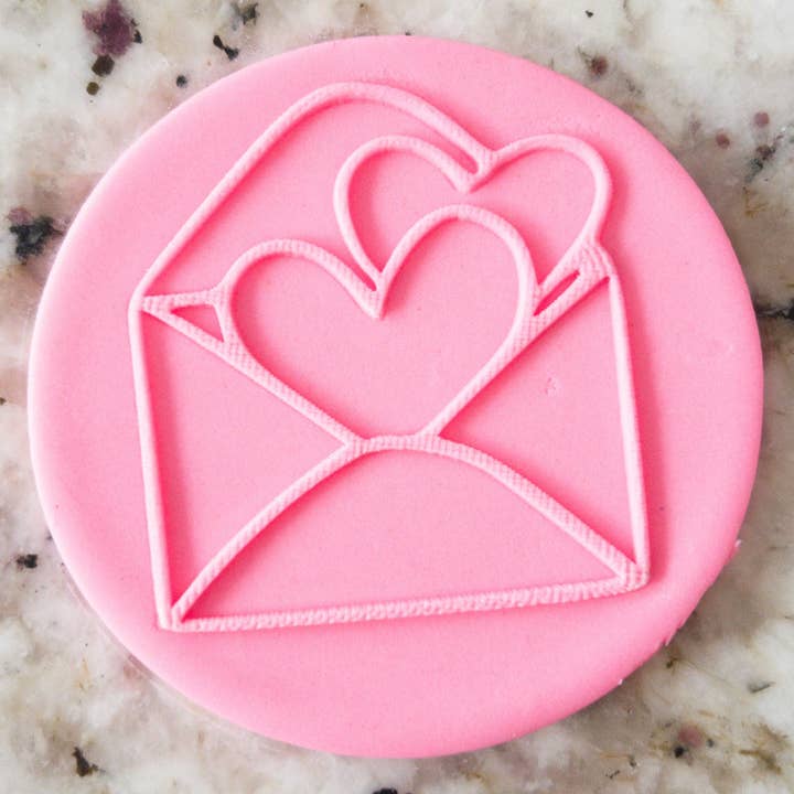 Envelope with Hearts POPup Embosser Cookie Biscuit Stamp Valentines Day for wholesale by Cut Bake Stamp