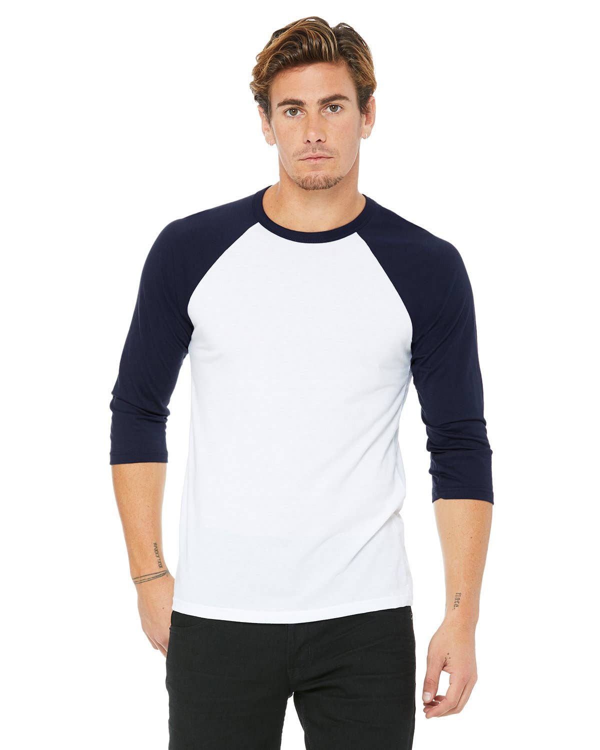 Total Apparel - Wholesale T-Shirt - Men's - Bella + Canvas 3200 - Unisex 3/4-Sleeve Baseball T-Shirt3