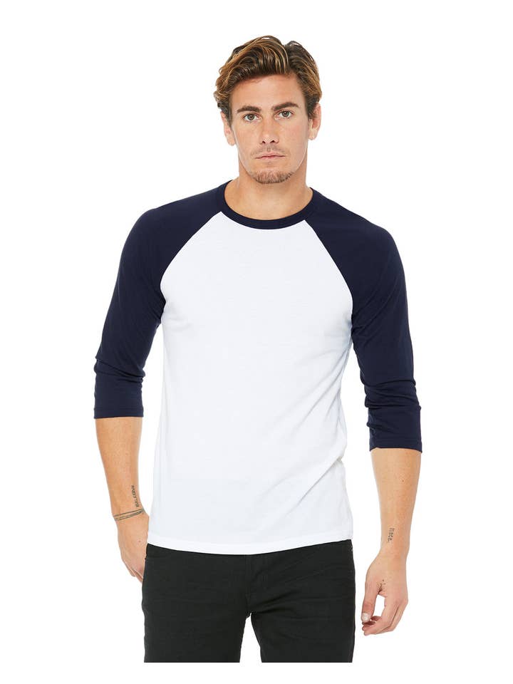Total Apparel - Wholesale T-Shirt - Men's - Bella + Canvas 3200 - Unisex 3/4-Sleeve Baseball T-Shirt3