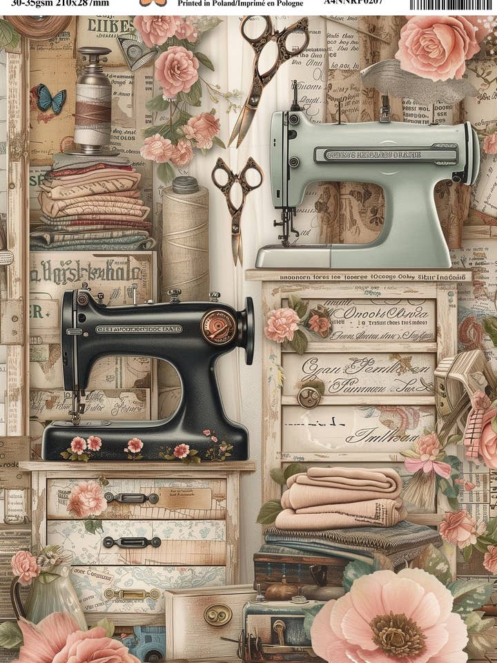 Commande spéciale - Papier de riz pour découpage de Ninny - Couturière II pour la vente par Ninnys Napkins