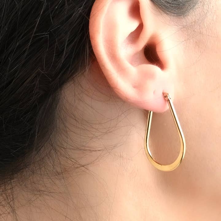 Blueyejewelry – Großhandel Hoops – Flat Teardrop Hoops — wasserdichte, dünne ovale Creolen 7