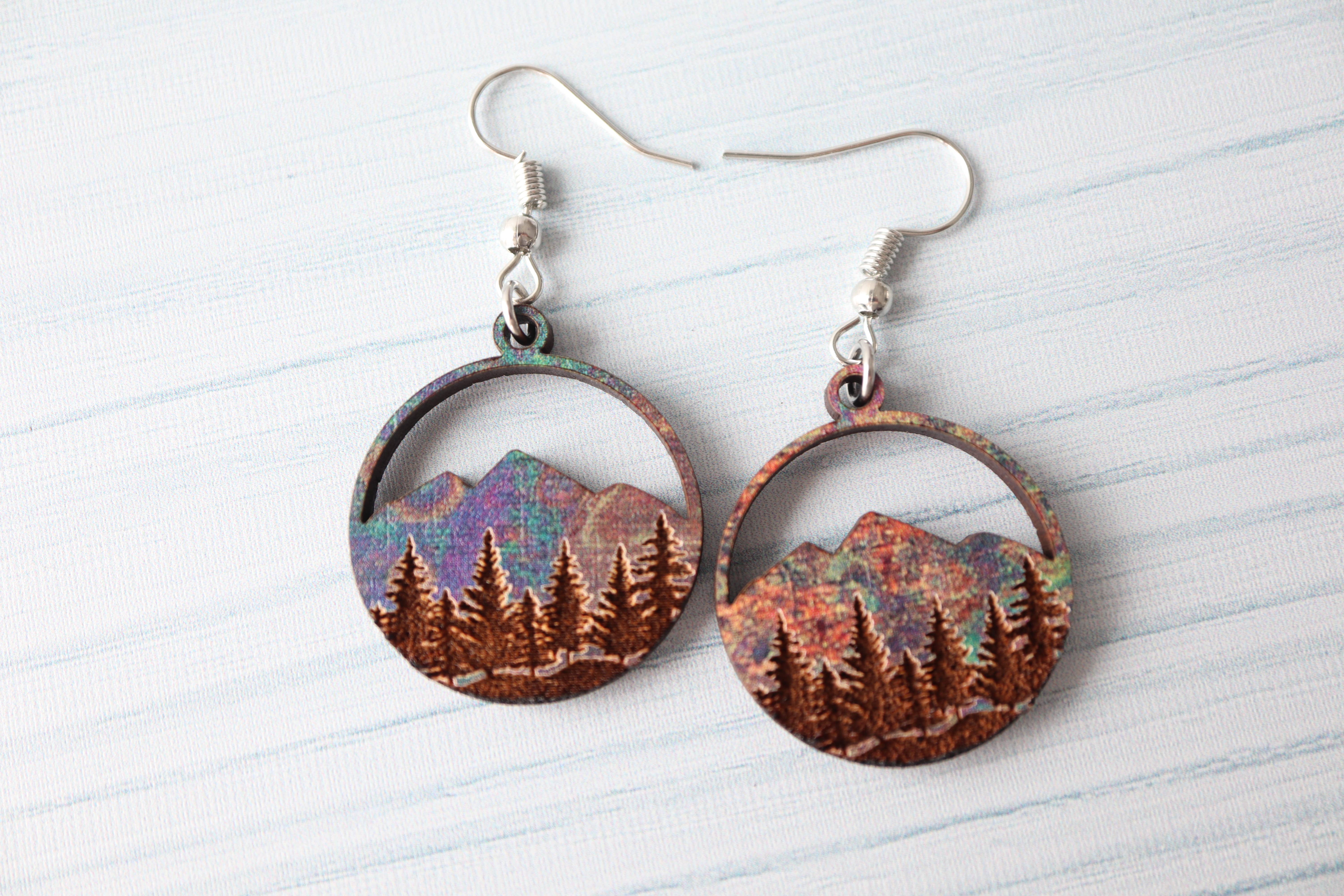 Nine Mile Creative - Wholesale Dangle Earrings - Weathered Mountains Wood Dangle Earrings7