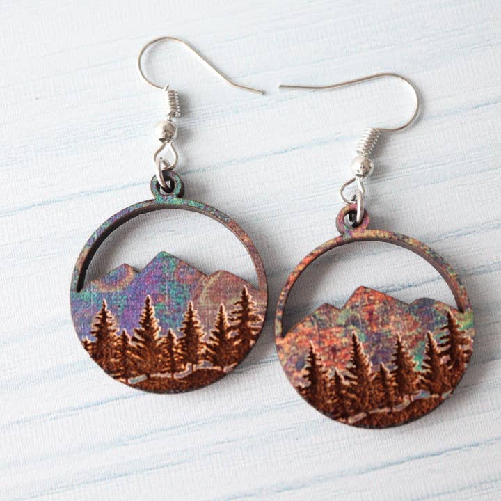 Nine Mile Creative - Wholesale Dangle Earrings - Weathered Mountains Wood Dangle Earrings7