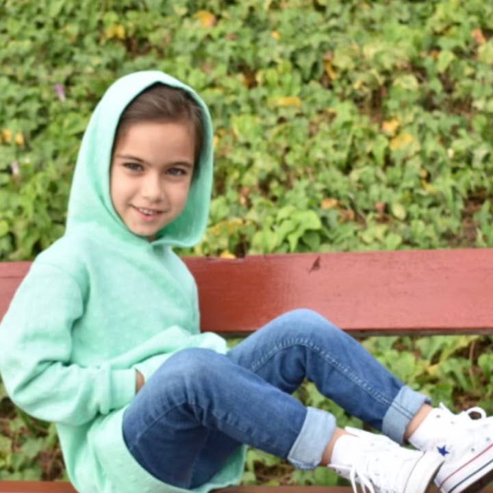Jersey largo con capucha y bolsillo unisex color menta, 100% algodón para venta al por mayor de Snuggles n Cuddles