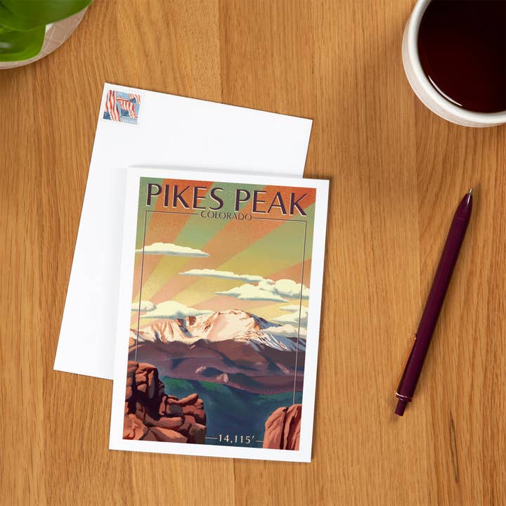 Lantern Press - Wholesale Everyday Greeting Card - GREETING CARD Pikes Peak, Colorado, Lithograph1