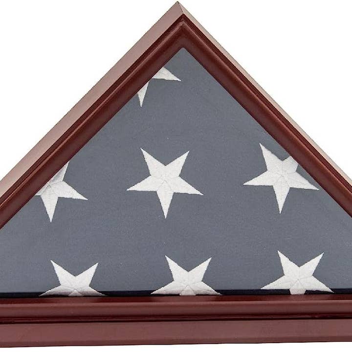 Decomil - Wholesale Display Case - 5x9 Flag Display Case Small Base Design - Cherry