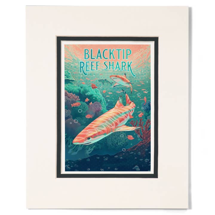 MATTED PRINTS Fluid Linework, Reef Shark for wholesale by Lantern Press