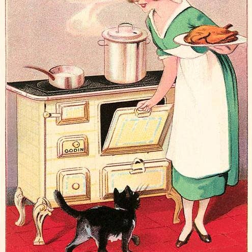 Impressão de Arte FO-337 Cozinheiro Belga e Gato por atacado de Found Image Press