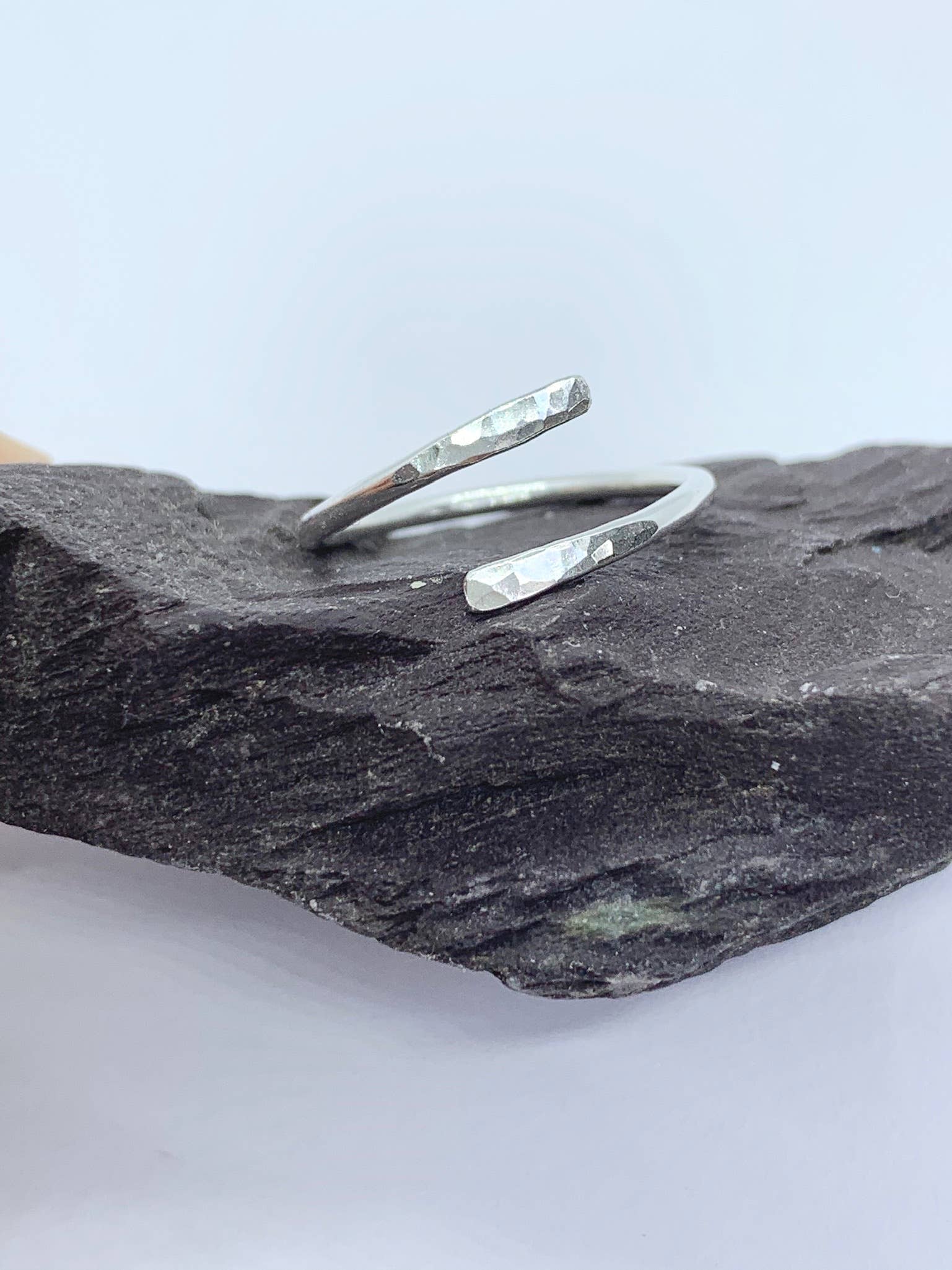 Verve Jewellery - Wholesale Band/Stacked Ring - Hammered adjustable ring for women, sterling silver5