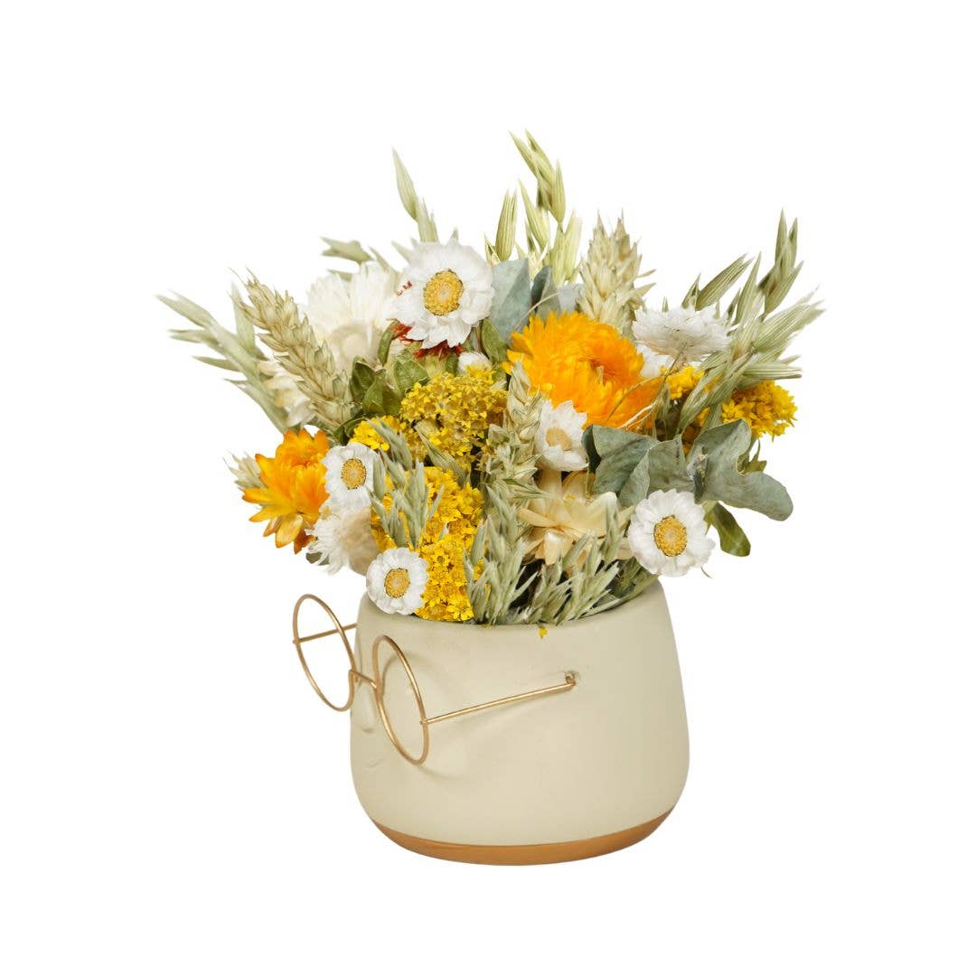 Wildflowers by Floriette - Wholesale Dried/Pressed Flowers - Dried Flowers in pot Renate with glasses1