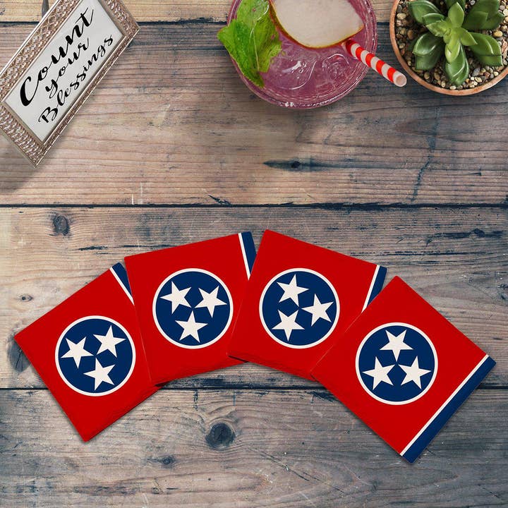Drapeau de l'État du Tennessee | Drink Coaster pour la vente par Mill Wood Art