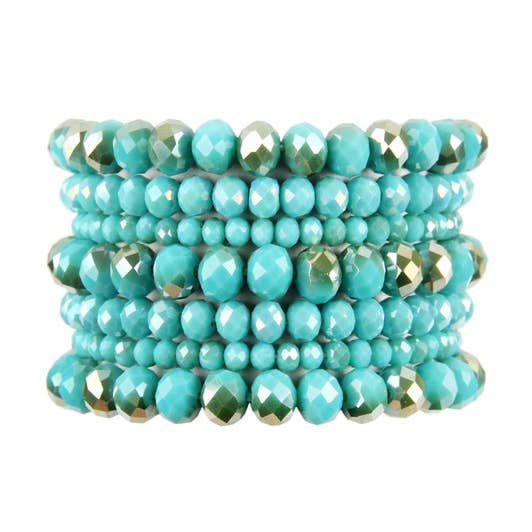 Love and Repeat - Wholesale Beaded Bracelet - SEVEN LINES GLASS BEADS STRETCH BRACELET