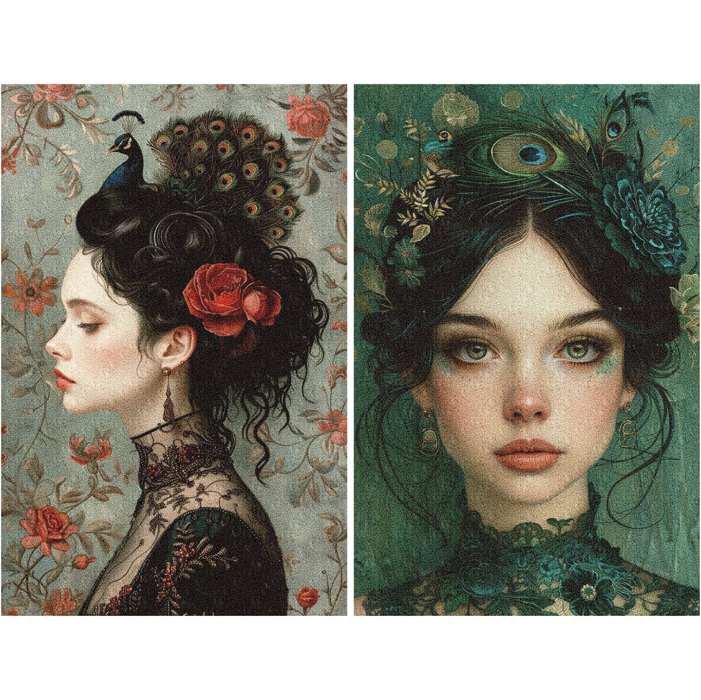 Craft Kreatively – wholesale Hantverkstillbehör – Ricepapper för decoupage med damer i hattar - A4, 6 ark – Crafts3