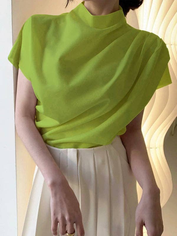 Plush Looks - Wholesale Blouse - Women's - Urban Solid Color Short Sleeve T-Shirt Top3