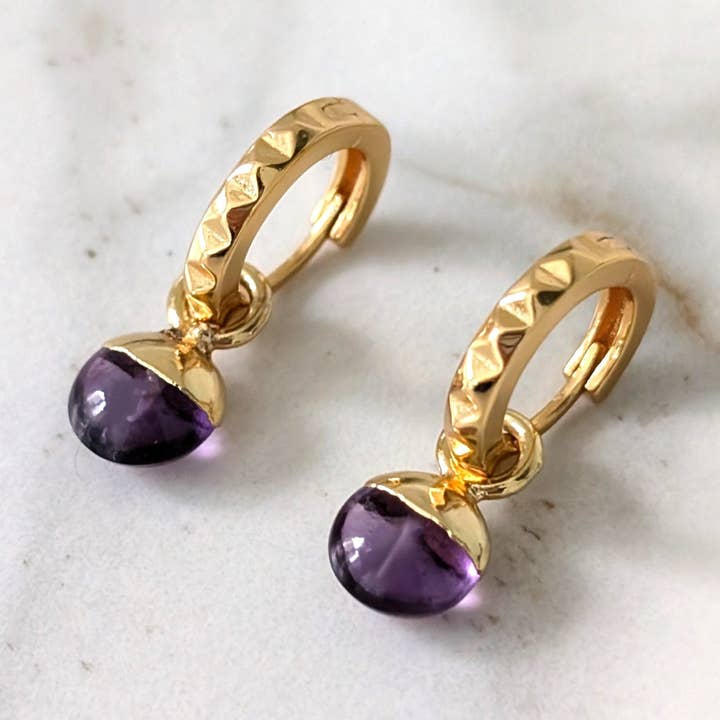 Orb Amethyst Februari Födelsedagssten Örhängen för wholesale av Lapis London