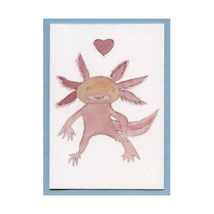 Axolotl Love Enclosure Card for wholesale by Zucchini Fish