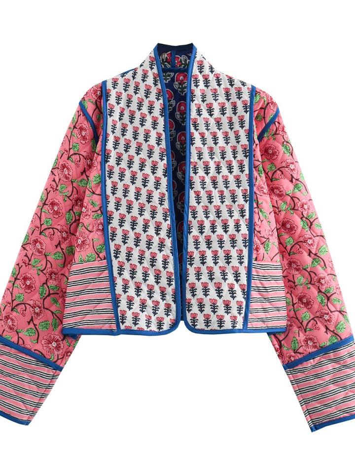 Rosa Clothing - Wholesale Jacket - Women's - Reversible floral cropped Quilted jacket