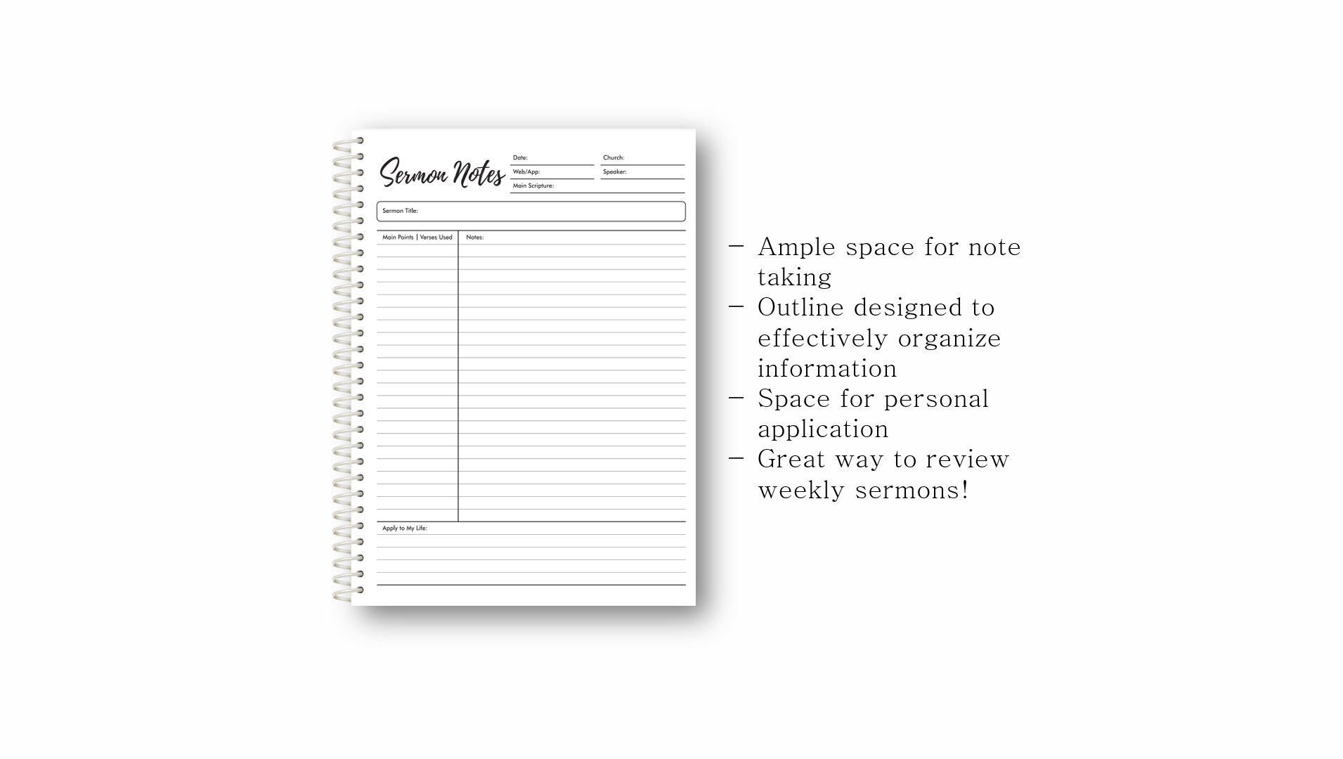 Lamp Light Journals - Wholesale Journal/Diary - Sermon Notes Spiral-bound journal, 40 pages3
