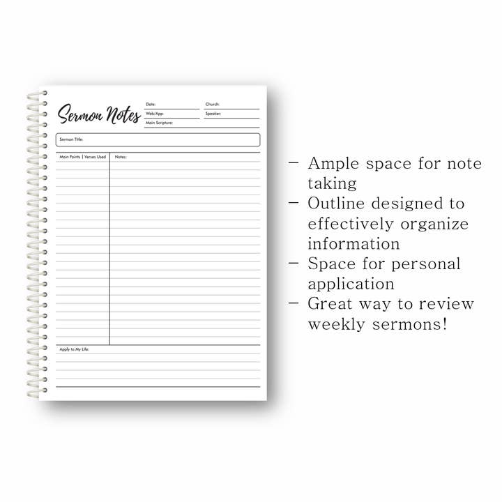 Lamp Light Journals - Wholesale Journal/Diary - Sermon Notes Spiral-bound journal, 40 pages3