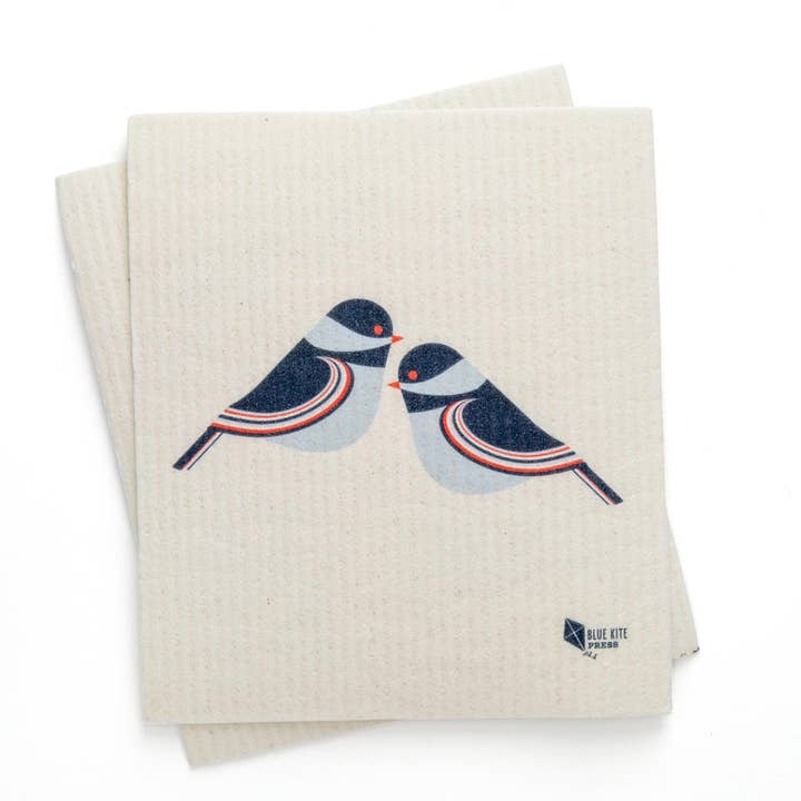 Chickadee Swedish Dishcloth for wholesale by Blue Kite Press