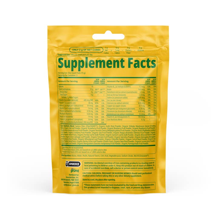 Grüns - Wholesale Oral Supplement/Vitamin - Grüns Kids Superfood Greens Gummies, 3 Servings1