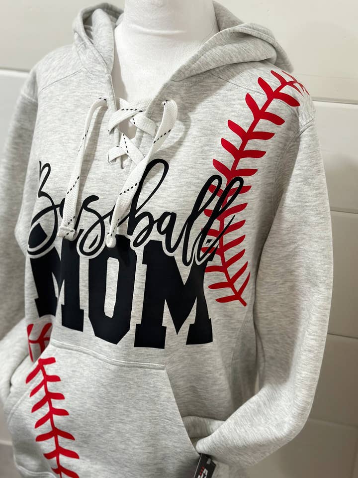 Baseball Mom Customizable Hoodie with Team Stitch Design #2 for wholesale by Teeseplease
