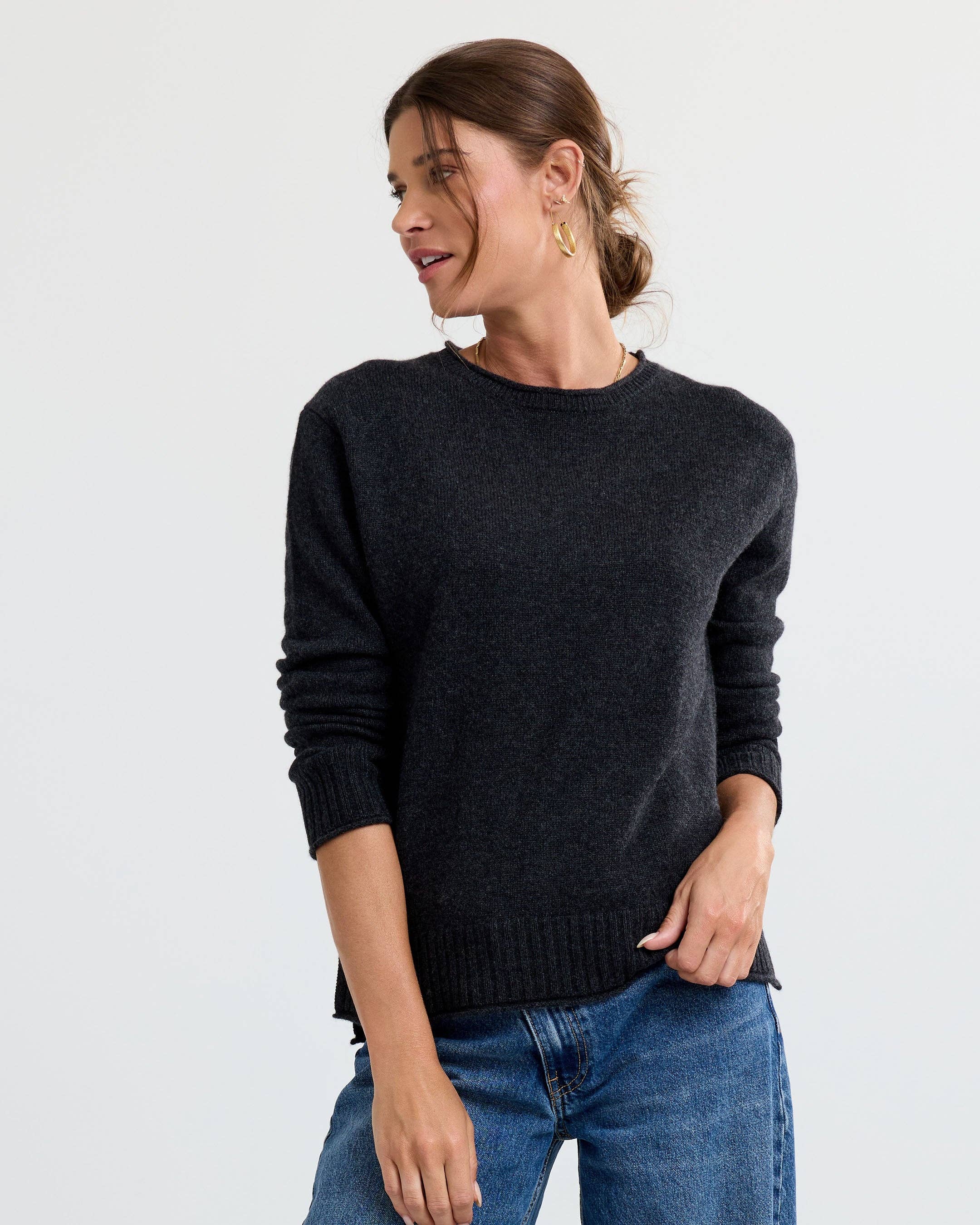 Charcoal Essential Cashmere Crew for wholesale on Faire3