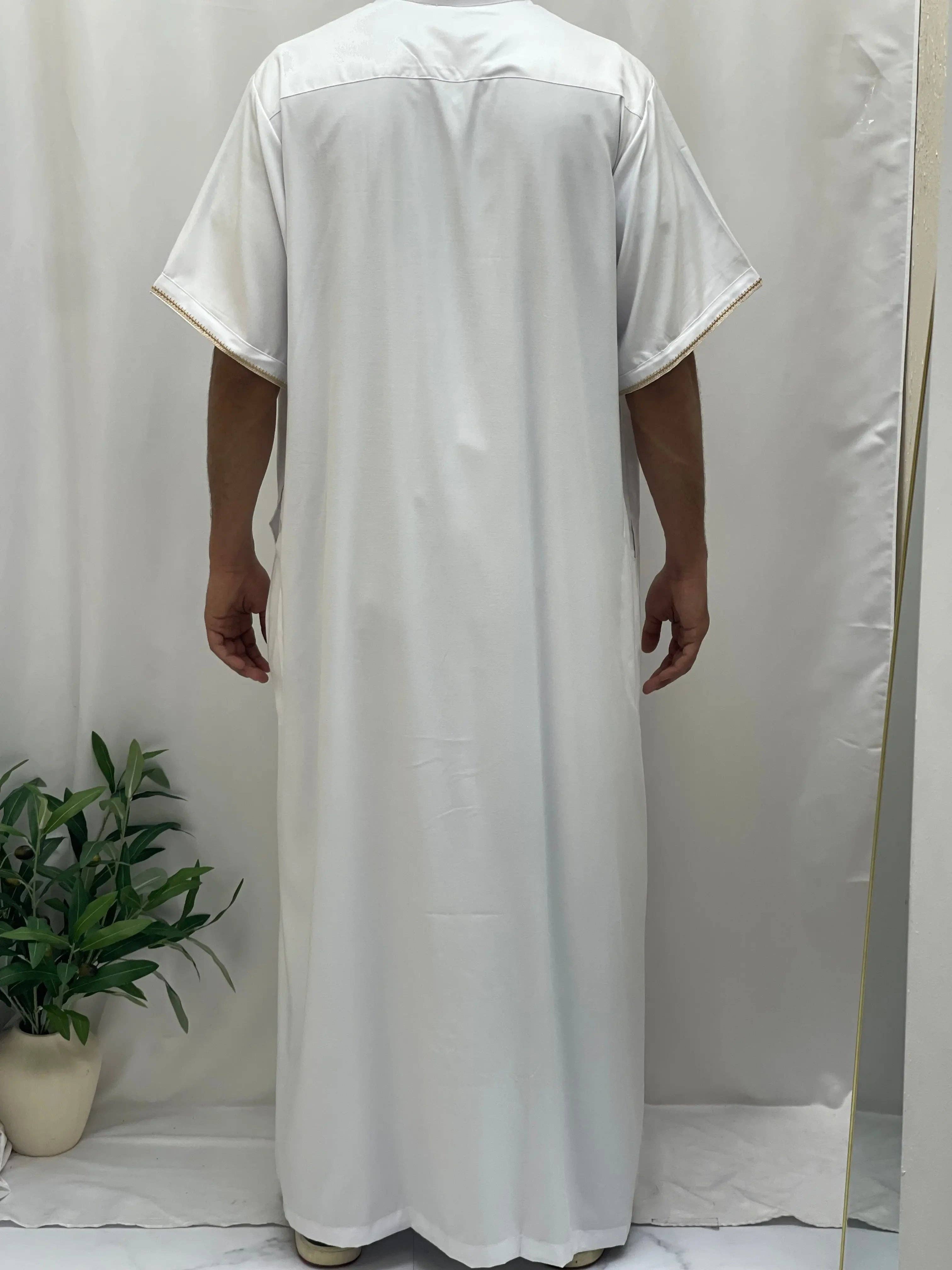 Palestinian Elegance - Wholesale  - Timeless Elegance: Men's Durable Kaftan Thobe with Gold Details22