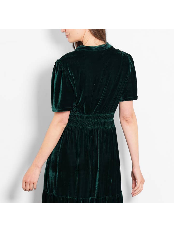 Sarta - Wholesale Dress - Women's - Roxy Tiered Maxi Dress- Green, Velvet6