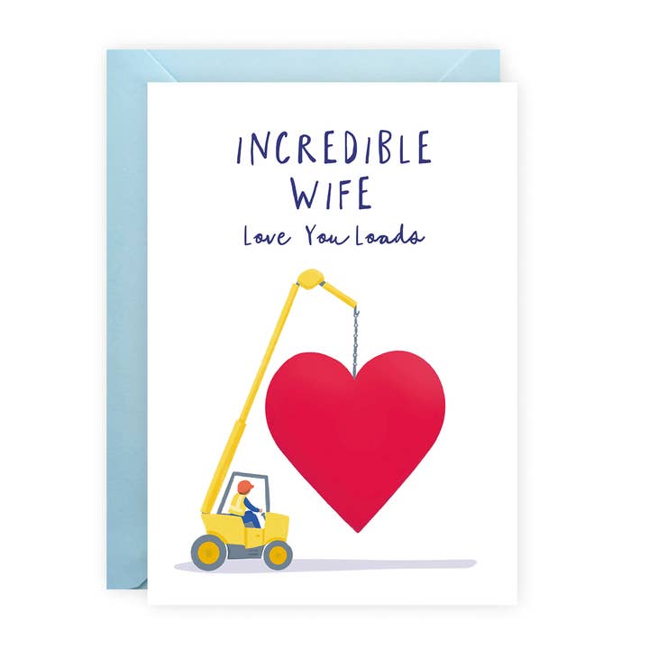 Wife Valentines Card - Giant Heart - UK Designed for wholesale by Painted Parasol Studio