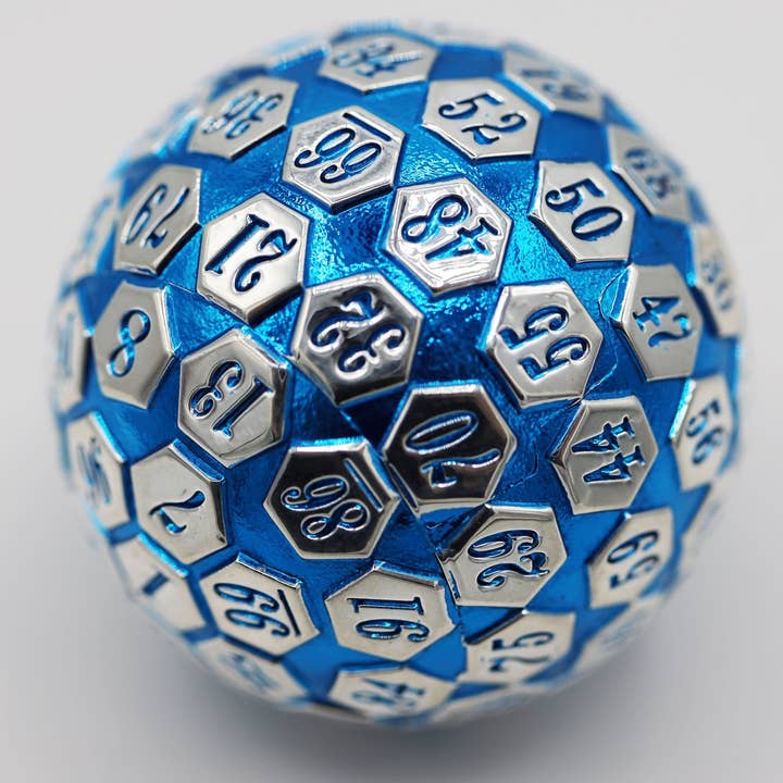 45mm Metal D100 - Blue & Silver for wholesale by Foam Brain Games