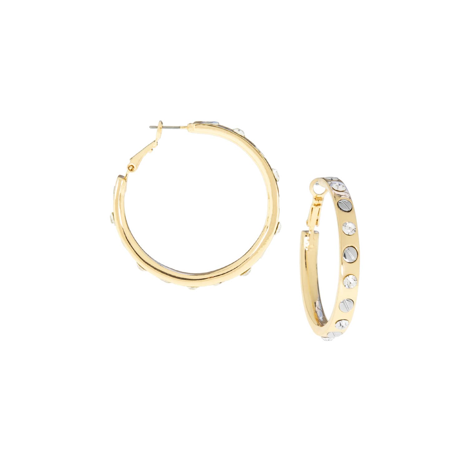 Marlyn Schiff - Wholesale Hoop Earrings - shiny nailhead gemstone hoop1