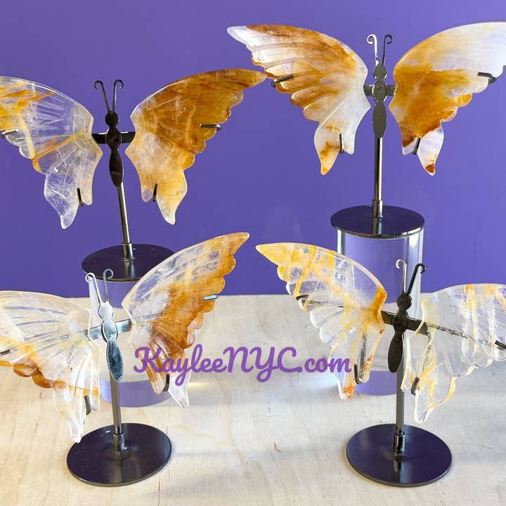 Natural Golden Healer butterfly Crystal for wholesale by KayleeNYC