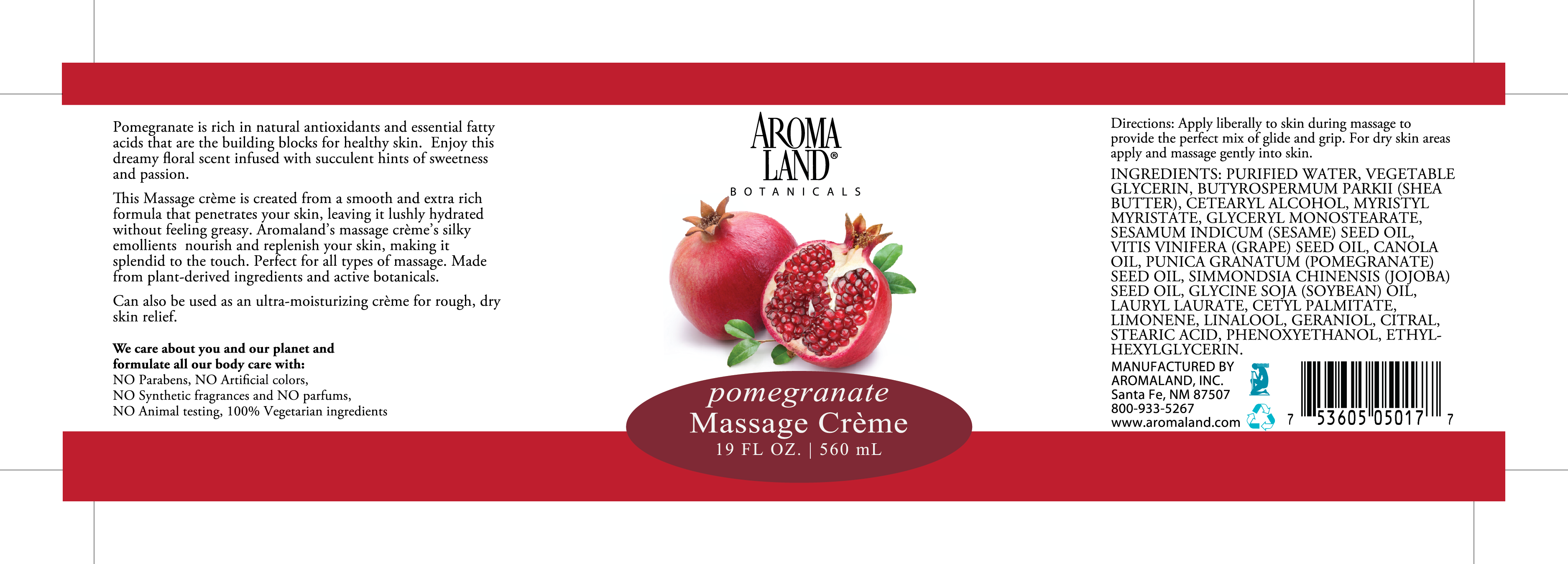AROMALAND INC. - Wholesale Hand & Body Lotion - Massage Creme Pomegranate 1 Gallon1