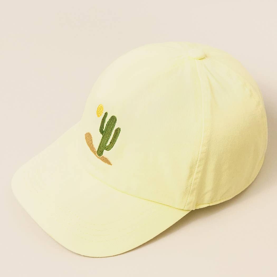 Fashion City - Wholesale Baseball Cap - Women's - Cactus Embroidered Cotton Baseball Dad Cap1