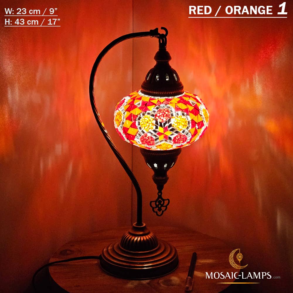 Mosaic Lamps - Wholesale Accent/Desk Lamp - 10+Colors - Gooseneck Large Globe Mosaic Table Lamp, Turkish72