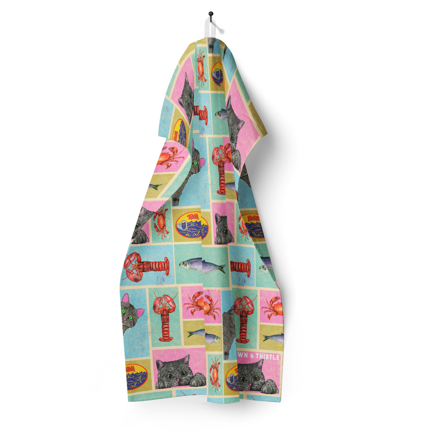Fawn & Thistle Ltd (US Duties Paid) - Wholesale Tea towel - Cat's Kitchen Tea Towel | 100% Cotton Dish Towel | Sardines4