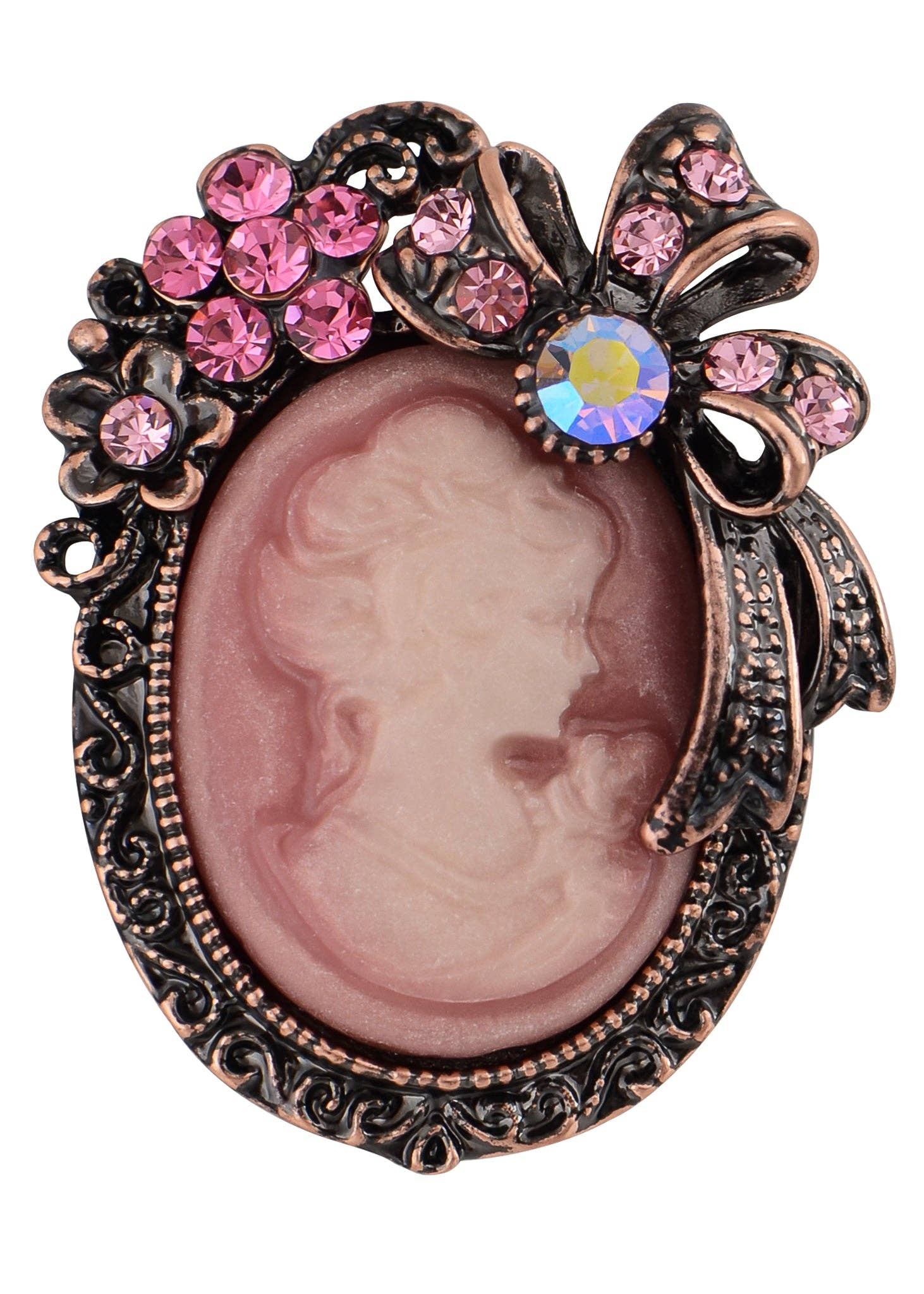 AK Brand - Wholesale Brooch - Vintage Victorian Cameo Brooch Maiden Flower Ribbon Bow36