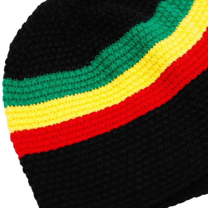 Cap Zone – wholesale Mössa - Dam – Tri-Stripe Crochet Rasta Tam Kort Mössa4
